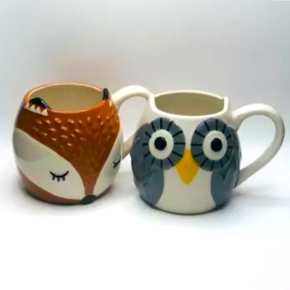 Sur La Table 2 Pcs. Owl and Fox mugs
